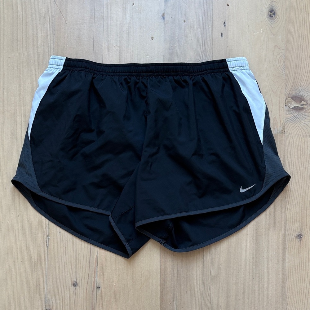 Nike Women's Black Athletic Shorts with White Side Panels